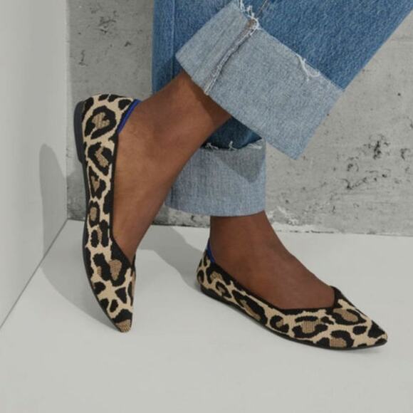Rothy's Shoes - Rothy's Brown Leopard Print 100% Recycled Textile Slip On Pointed Toe Flats 9W